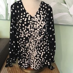 Alfani Black & White Scrutch Blouse Size L